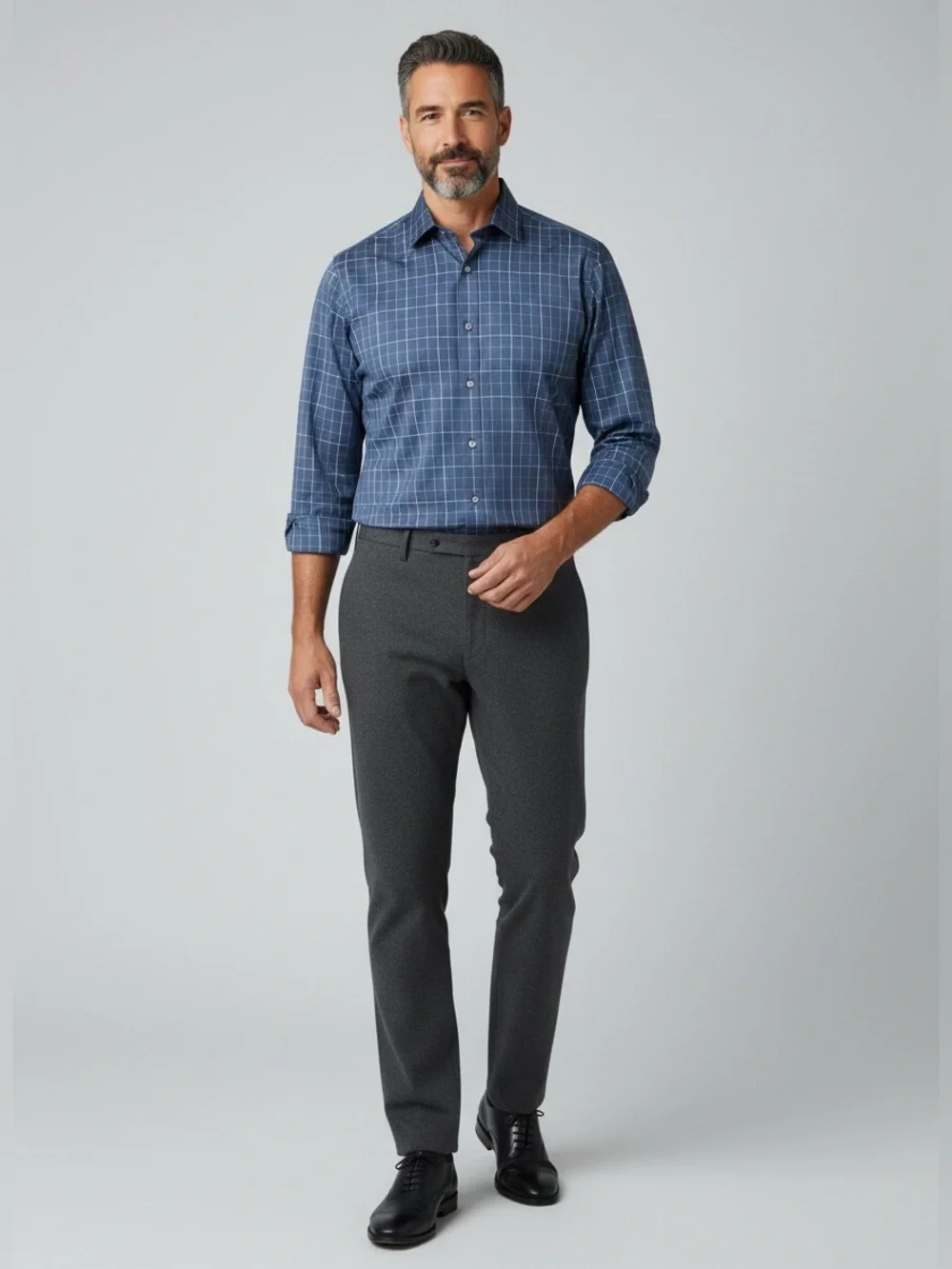 Banana Republic Navy Blue Windowpane Shirt